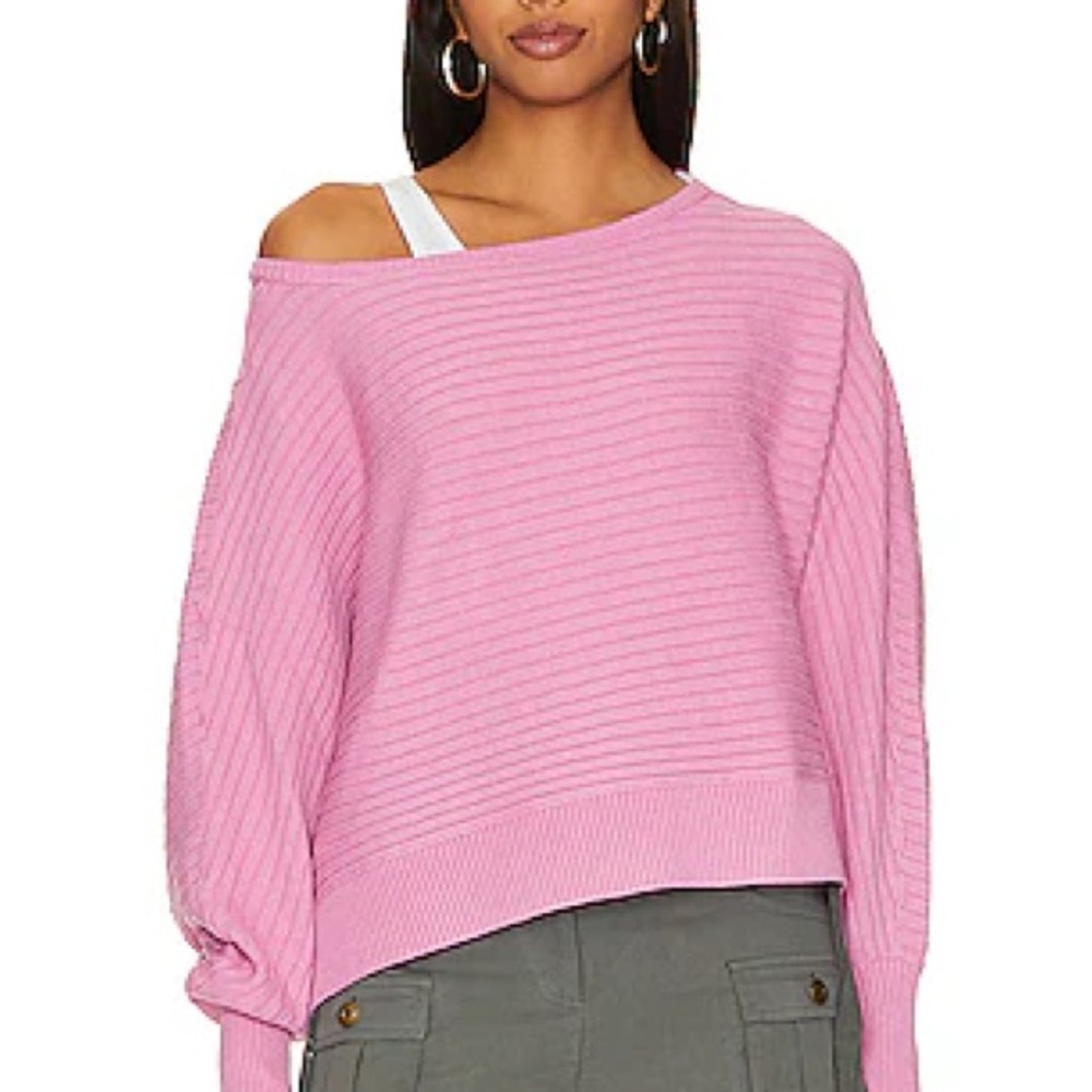 Free People Ribbed Pink Pullover Sweater